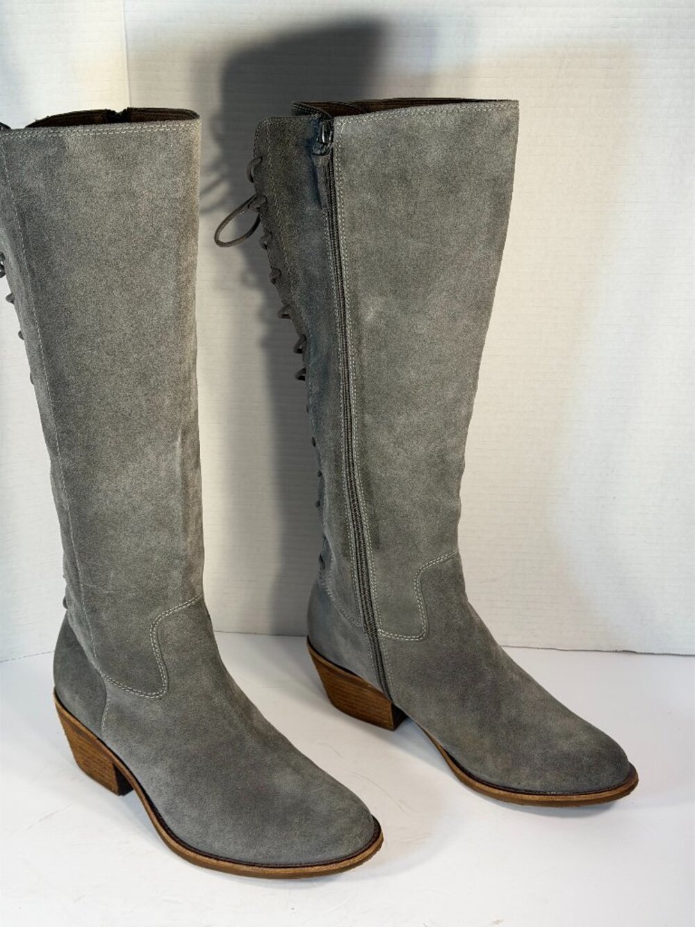 Women's size 9.5 Gray suede leather, tall boots